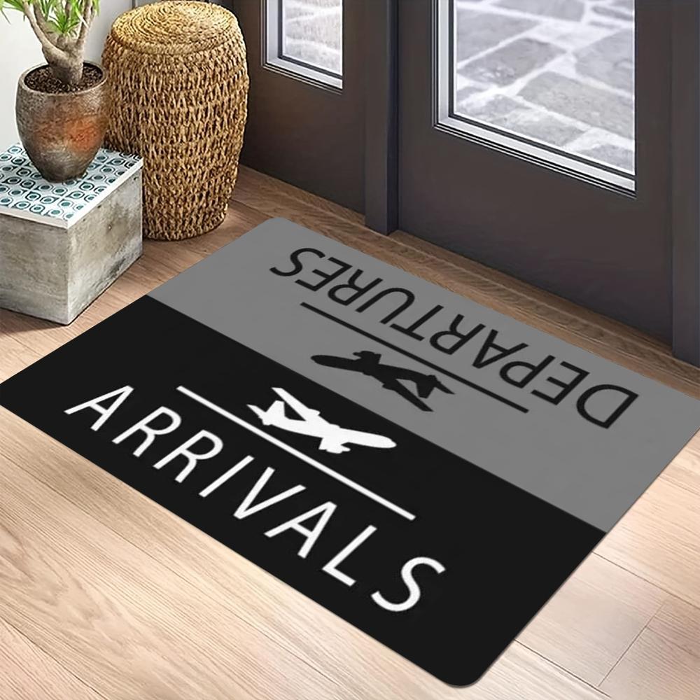 Aviation Theme Carpet Mat - Airport Sign Airplane Icon Departure Arrival Traffic Pilot Gift Decorative Home Decoration Rug