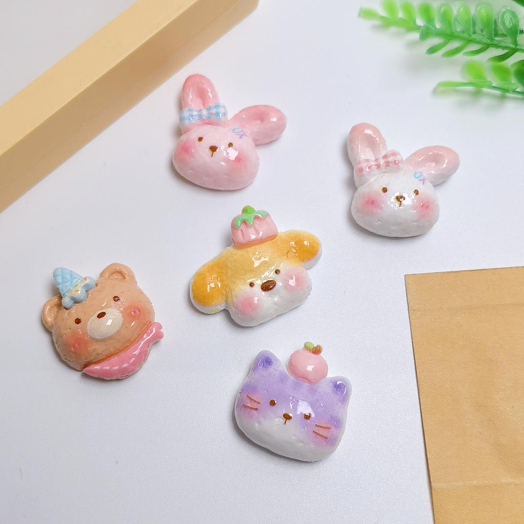 Hot Selling 100Pcs/Bag Animal Theme Resin Flatback Cabochon Assorted Rabbit Bear Cat Dog Slime Charms for Scrapbooking DIY Decor