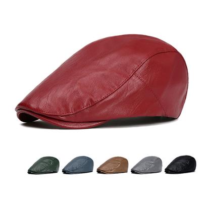 Leder Baskenmütze Herren Herbst Winter Warm Britische Schirmmütze Damen Forward Cap Malermütze