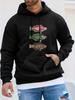 Unisex Autumn/Winter Long-Sleeve Hooded Sweatshirt, Casual Versatile Top with Playful Three Fish Creative Print, Daily Commute and Leisure Hooded Swea