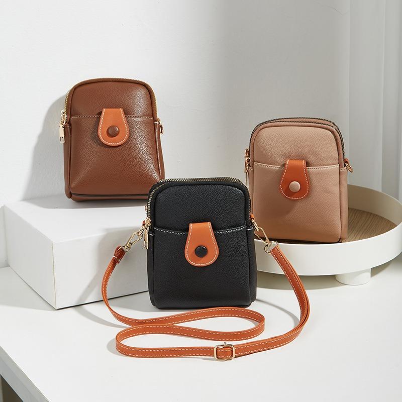 Retro New Women's Bag Versatile Contrasting Colors Vertical Small Square Bag Trendy Mobile Phone Underarm Bag Single Shoulder Messenger Bag