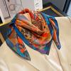Summer Hot-selling New High-end Silk Scarf Women's Splicing Square Printing Medium Square Scarf Orange Thin Bag Head Scarf Wholesale