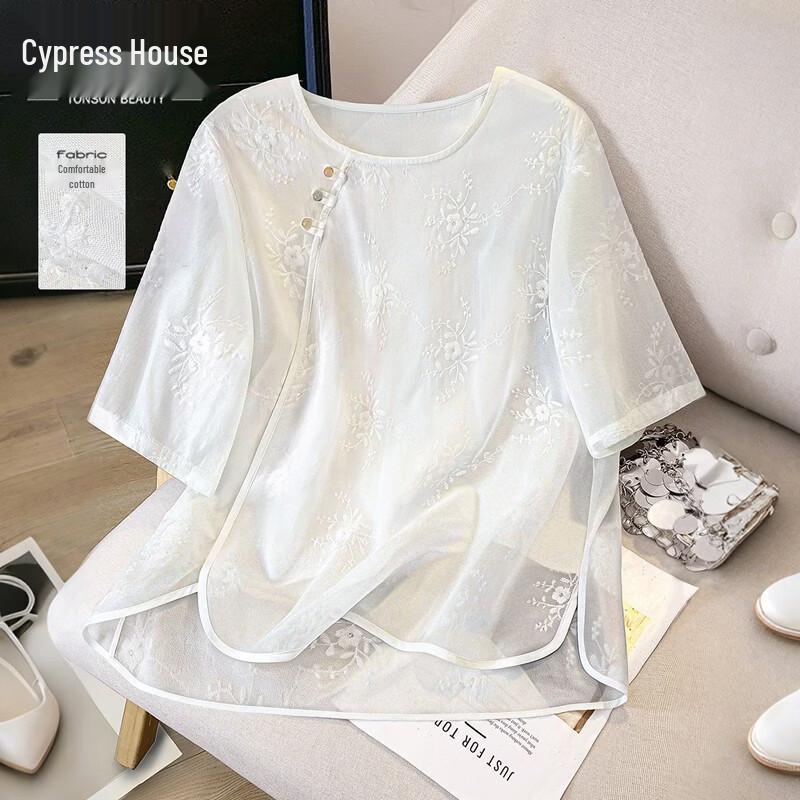 Women s New Chinese Style Loose Round Neck Shirt XL