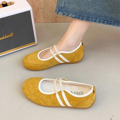 2025 nouvelle version coréenne mignon rétro couleur assortie double mot avec polyvalentes décontractées chaussures Mary Jane fond plat bouche légère chaussures simples
