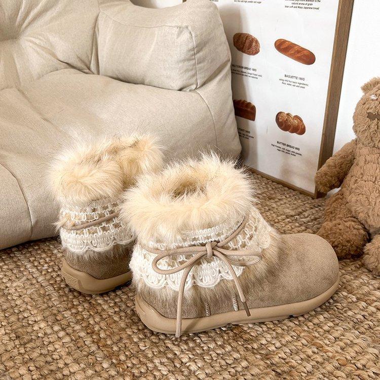 

Retro thick-soled snow boots women s 2025 new winter piled thickened warm versatile heightening fluffy boots 35