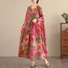 Women's Spring Summer Floral Print Loose Long Sleeve  Dress With Pockets