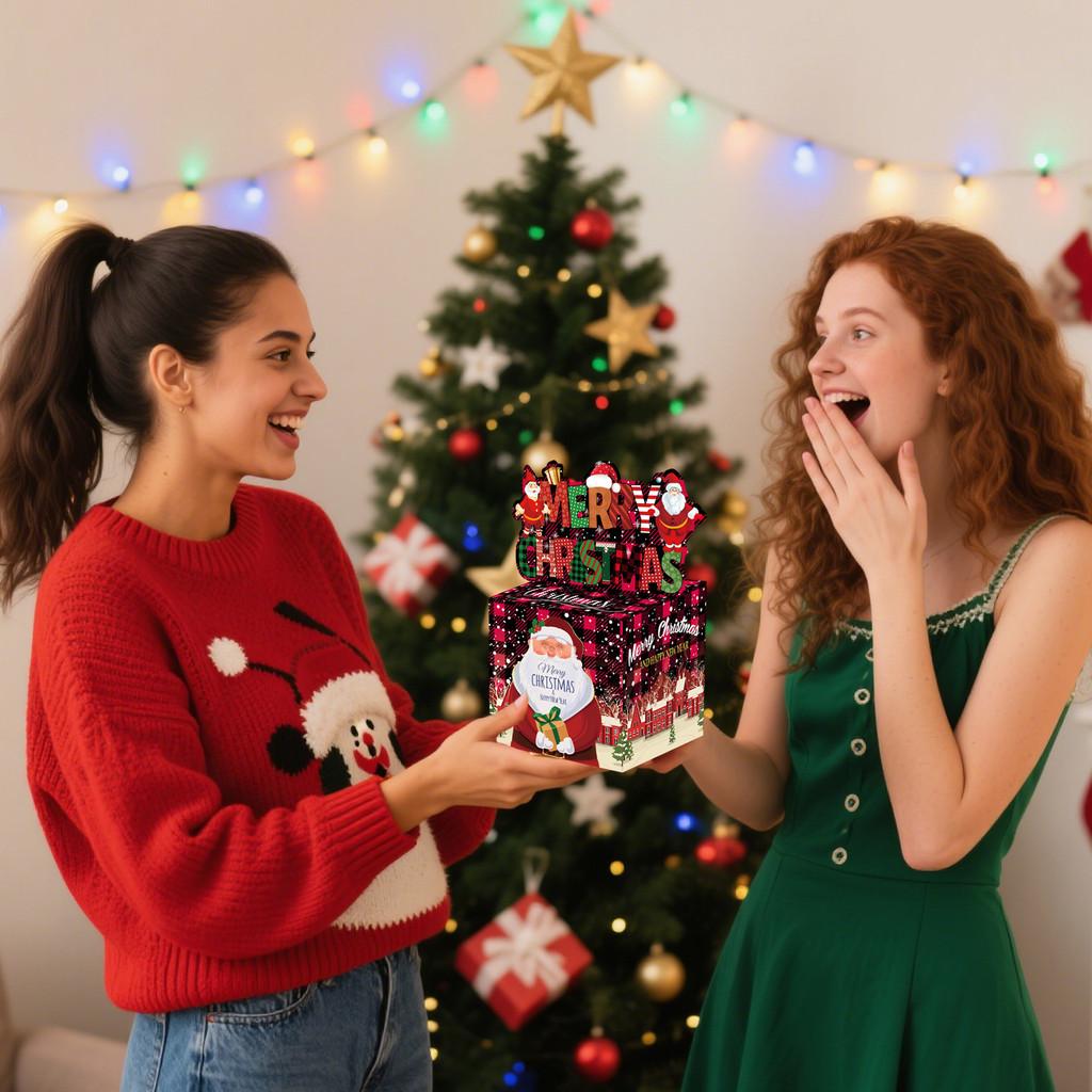 Gift Christmas Santa Container Cartoon Design Reinforced Cover Events Holiday