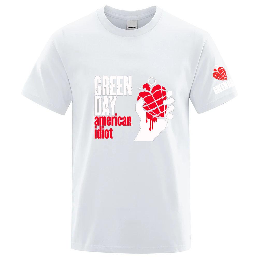 2026 Unisexs Summer Premium Fabric Quickdry Top Green Day American Idiot Albuum Cover Logo Print Solid Color Simple Tshirt
