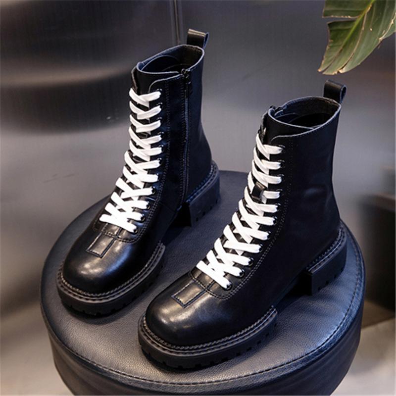 

Кожаные ботинки Мартин 2025 новая осень и зима британский стиль ретро платформа короткие ботинки детские средней длины повседневная женская обувь тренд 40 чёрный