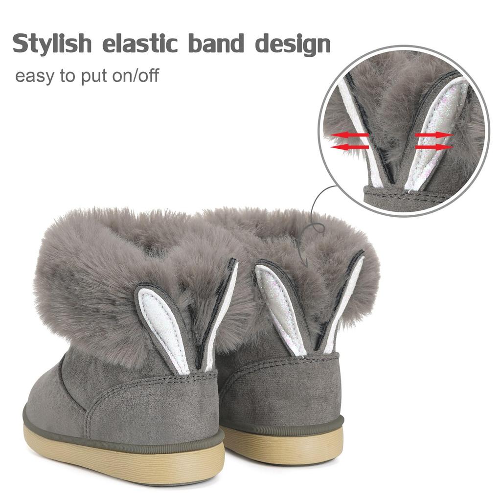 KVbabby Winter Lammfellstiefel für Mädchen und Niedliche Hasenohren Größen Kinderstiefel, Jungen, Design, Rutschfest, Flauschig, Warm, 13.0-17.5cm