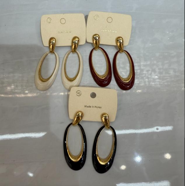 Cercei noi de toamnă și iarnă emailați, cercei lungi ovali emailați, cercei exagerat de la modă, simpli și versatili