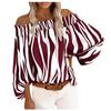 Women's Casual Striped Print Sexy One-Shoulder Long-sleeved Chiffon Shirt