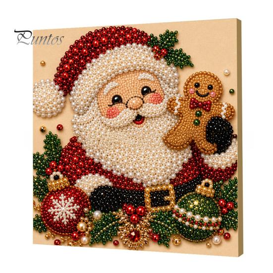 DIY Faux Pearl Art Crafts Christmas Kit, Santa Snowy Cottage Painting Kits for Adults 3D Bead Craft Set Adults, Home Winter Holiday Wall Decor Indoor