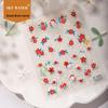Sky New Retro Red Floral Nail Art Stickers: Chinese Style Orange-Red Floral Adhesive