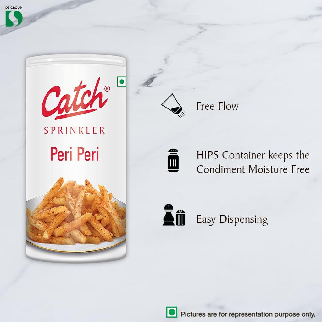 Catch Polvilhador de Masala Peri Peri 90 g – Mistura de Especiarias Picantes para Snacks, Batatas Fritas, Pizza e Saladas – Fácil Dispensa, Sabor de Alta Qualidade