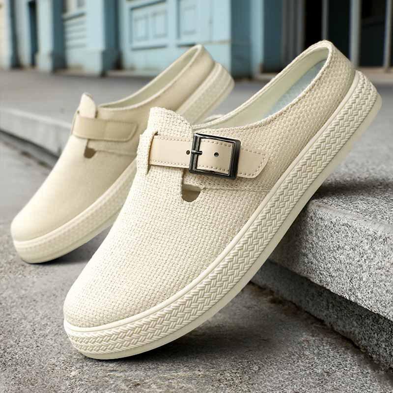 Outer Bag Head Slippers Men's Single Mesh Summer Large Size Hollow Breathable Mesh Shoes Men's Solid Bottom Sports and Leisure Shoes