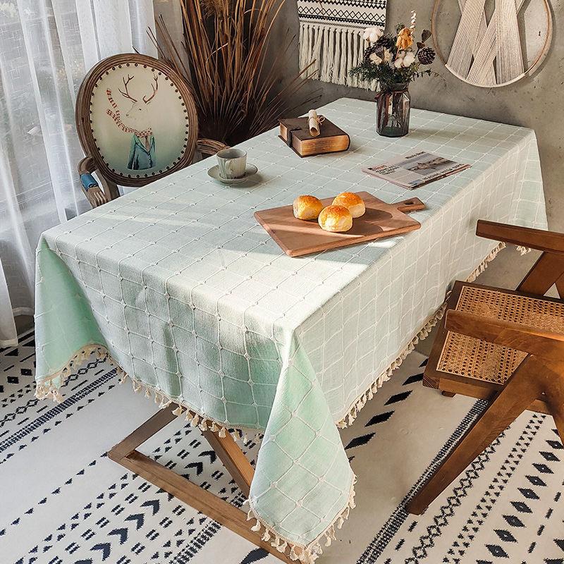 Plaid Cotton And Linen Tablecloth, Rectangular Table Fabric, Coffee Table Mat, Dustproof Cover
