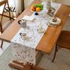 Corredor de Mesa Sofisticado, Corredor Bordado Floral, Elegante Cubierta de Comedor, Tela Decorativa Blanca Rústica Duradera con Borlas para