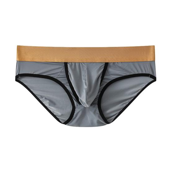 Men Briefs Low-rise Elastic Waistband Side Opening Design U-Convex Panties Breathable Underwear Daily Wear