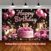 1 τεμάχιο Banner 'Happy Birthday' Ροζ Χρυσό Γκλίτερ Κομψό Θέμα Πάρτι Υφασμάτινο Φόντο, διακόσμηση σπιτιού
