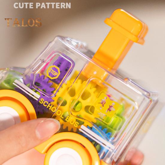 Drücken zum Fahren Spielzeugauto Keine Batterie erforderlich Home Kindergarten Baby Spielzeugauto Transparentes Zahnrad Mini Spielzeug Schulbus Mechanisches Konzept Lernen Geburtstag