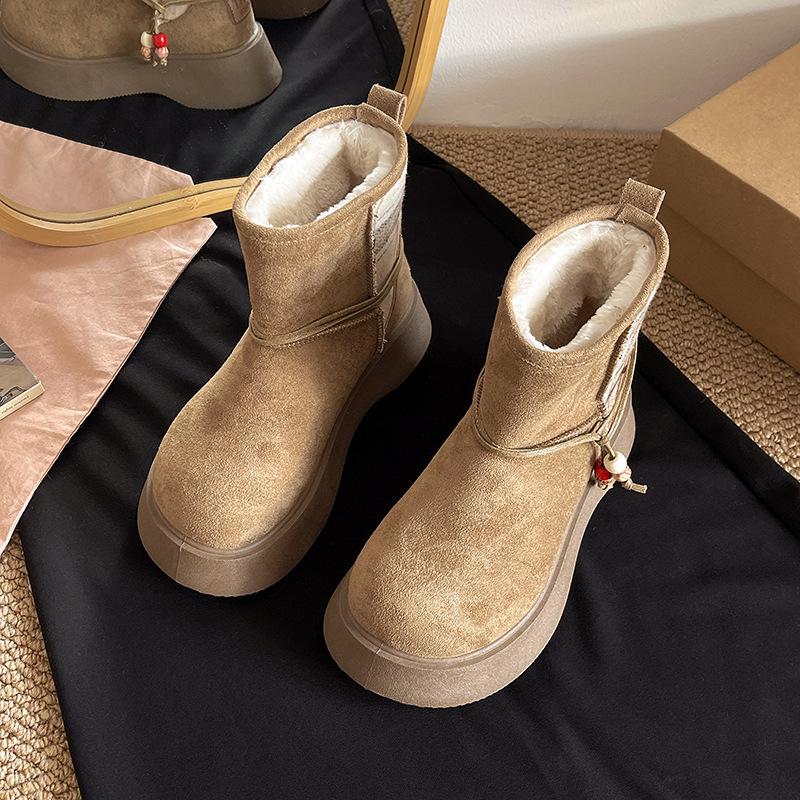 Women's thick-soled winter lightweight warm fur integrated padded snow boots non-slip wear-resistant casual sneakers cotton boots