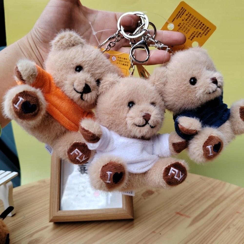 Stuffed Animal Plush Bear Key Chain Soft Stuffed Bear Key Ring Bear Pendant Doll  Bag Accessories