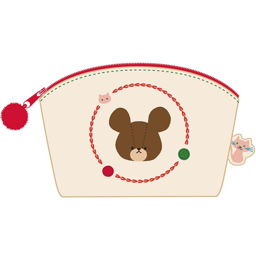 Nakajima Corporation The Bear School Jackie and Cat Pouch 202123-24 Size: H12 X W19 X D5cm