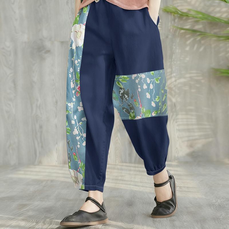 ZANZEA Women Casual Elastic Waist Loose Print Cropped Pants