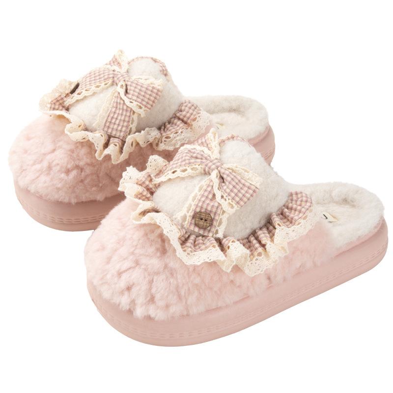 New bow princess girl heart home wear warm non-slip comfortable sweet beautiful woman cotton drag