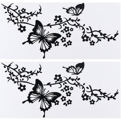 GORGECRAFT 2 Sheet Butterfly Car Decal Set Butterflies Kissing Flowers Car Decal Vinyl Waterproof Sticker Women Car Stickers Automotive Exterior