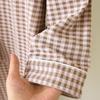 De Velvet Couple's Autumn/Winter Pajama Set: Women's Simple Check Long Sleeve & Men's Loose Casual Home Wear, Also Suitable for Spring Outdoor Wear