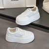 Leather ultra-light thick-soled muffin little white shoes women's spring new white shoes heightening versatile sports and leisure board shoes