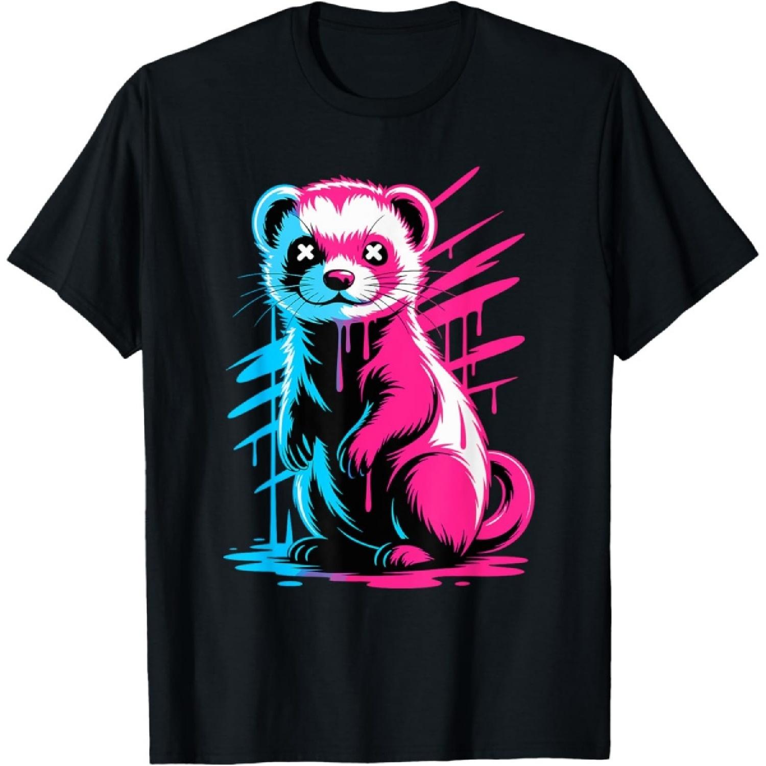 Graffiti Melting Art Ferret Ferrets T-Shirt S