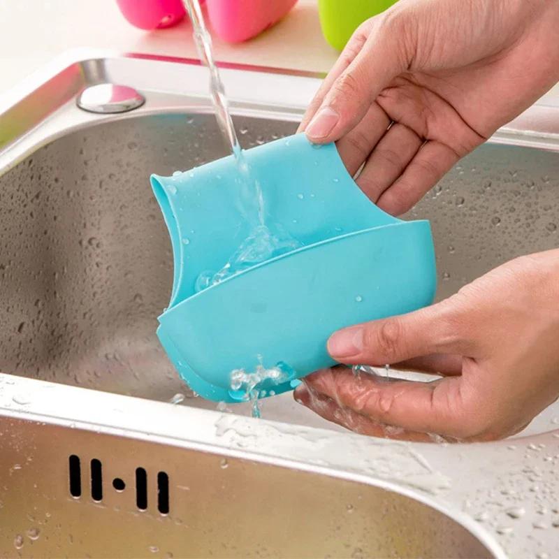 Sink Soap Storage Drain Sink Drying Sponge Rack Basket Hanging Kitchen Basket Sponge Double Silicone Kitchen Holder Sponge Sides