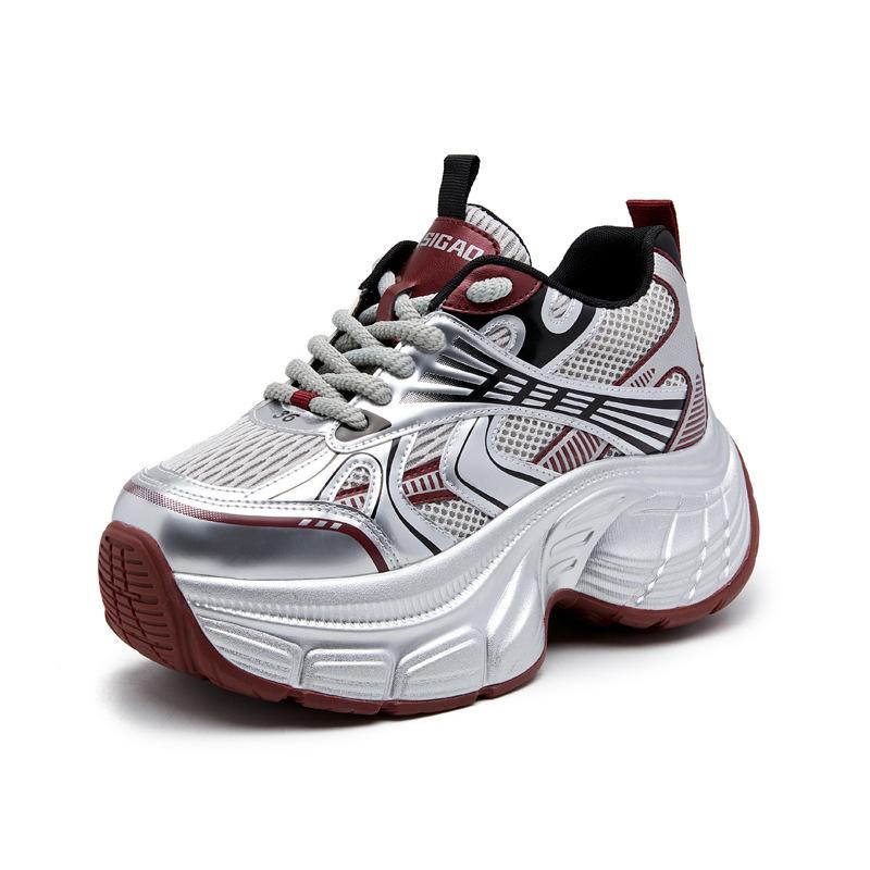 Inner Heightening Polyurethane Dad Shoes Women's 2025 New Spring Versatile Fried Street Muffin Platform Casual Sports Shoes