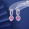 European and American Colorful Zircon Heart Geometric Luxury Earrings - Retro Fashion Ear Pendants