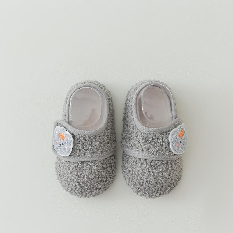 

Children Cotton Slippers Solid Kids Winter Warm Home Shoes Boys Girls Plush Floor Shoes Indoor Soft Sole Anti-slip Cotton Shoes L(15CM) сірий
