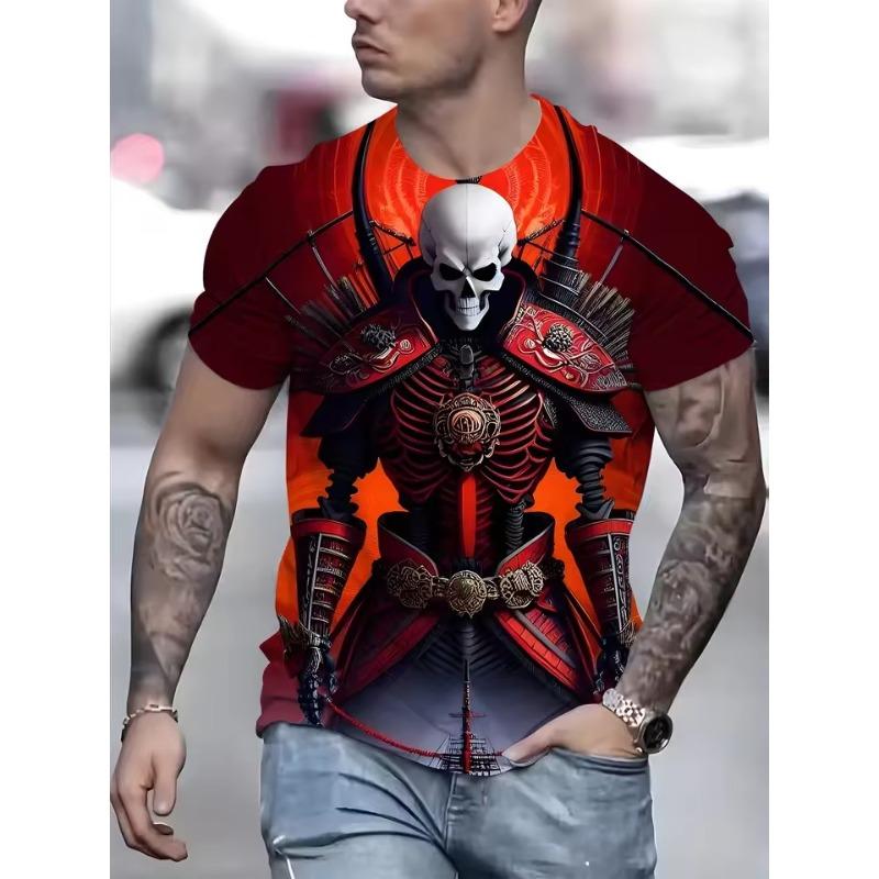 Men's Clothing Skeleton Graphic Print T-Shirt Oversized T Shirt Men Summer Spring Oversized Punk Style Short Sleeve Outdoor Top