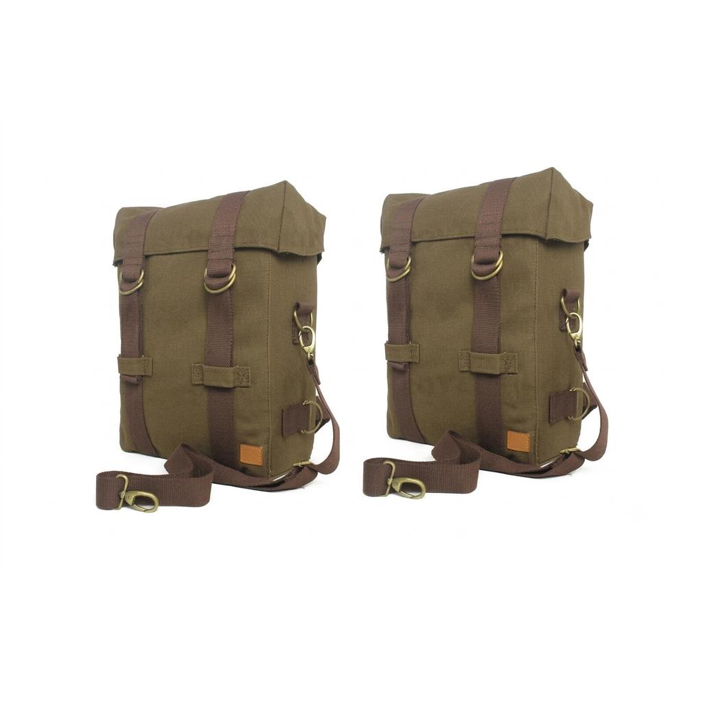Dark Olive "Pannier Bag Pair With Mount Pair" Fit For Royal Enfield Hunter 350