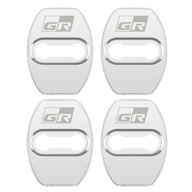 

4pcs Car Door Lock Cover Protect Buckle Cover Stickers For Toyota GR SPORT Hilux Camry RAV4 Yaris Prius Auris Corolla