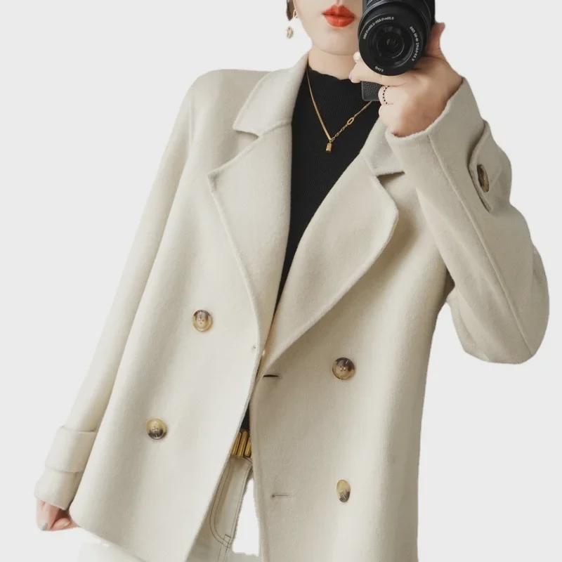 Women's 2025 Short Woolen Coat - Loose, Trendy Autumn/Winter Outerwear with Suit Collar