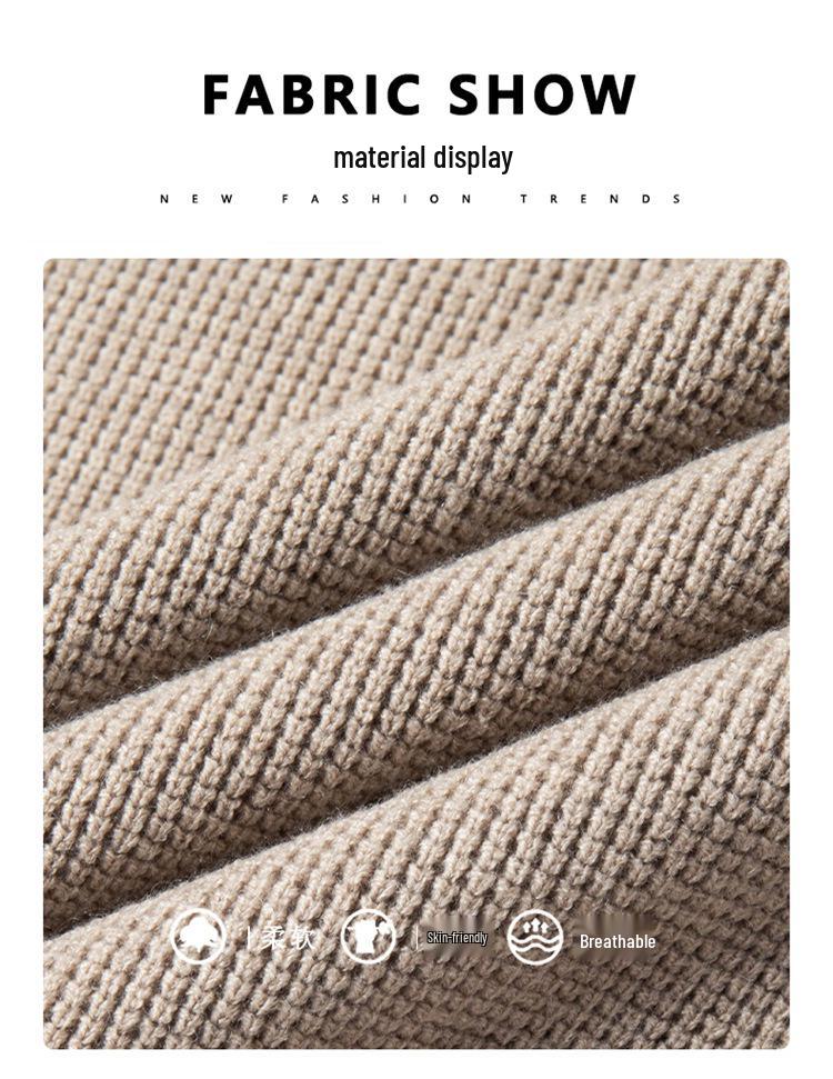 Men's Winter Thickened Pure Wool Sweater with Stand Collar & Raglan Sleeves - Half-Zip Pullover Knitwear