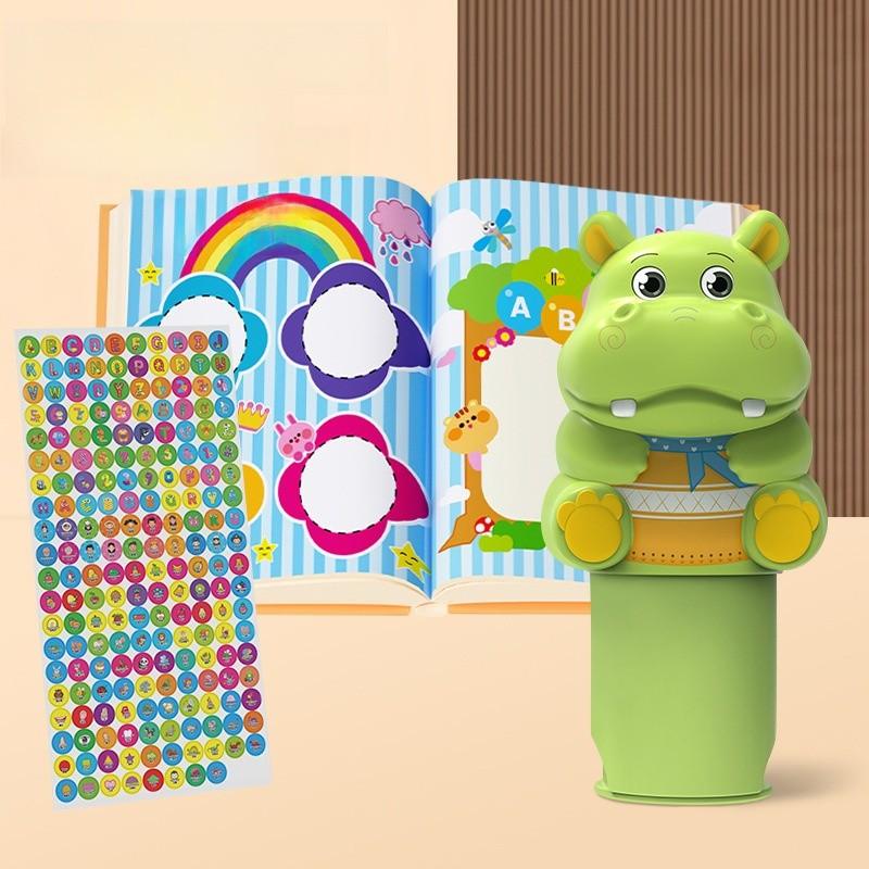 Puzzle Toy Childrens Cartoon Hippopotamus Shape Signet Waterproof Stamp Sticker