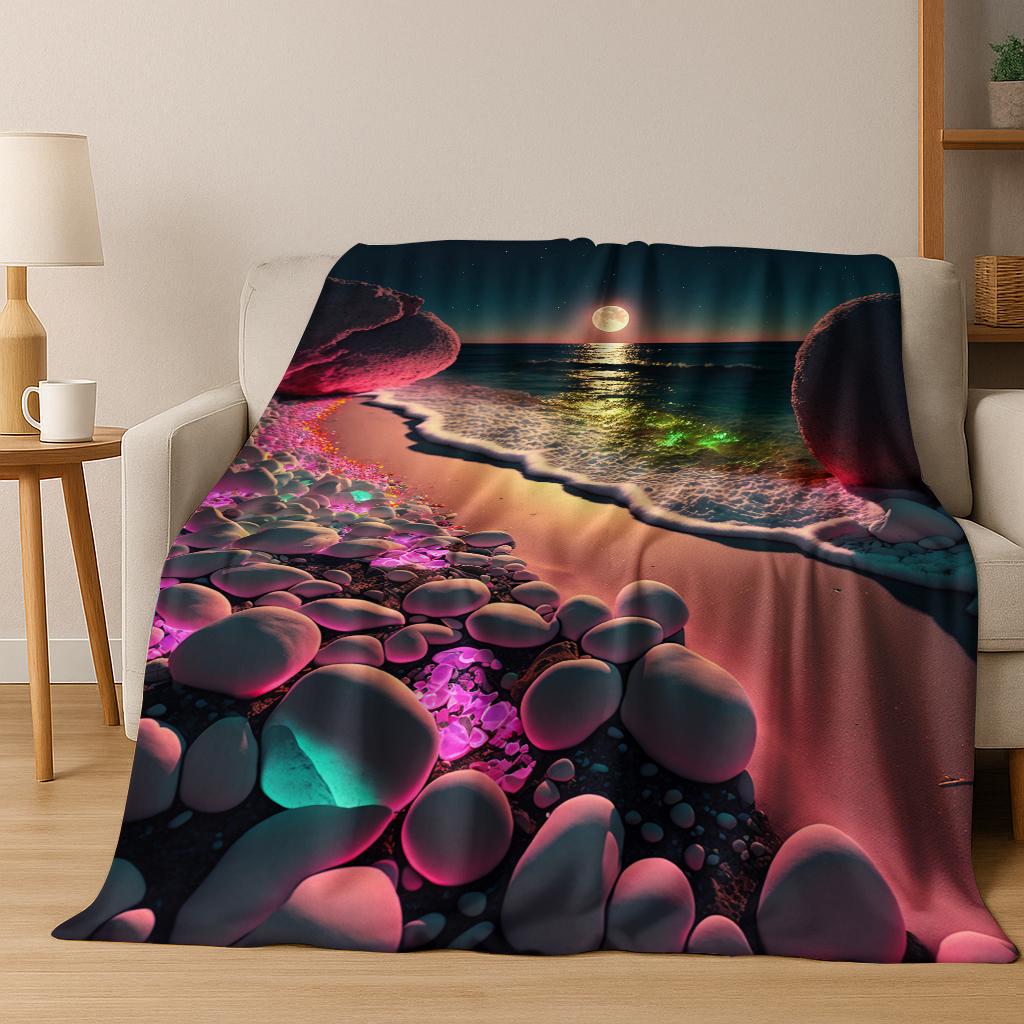 

3D Cobblestone Soft Stone Pebble Flannel Blanket Soft Warm Blanket for Bedroom Living Room Bed Travel Camping Picnic Gift 75x90cm
