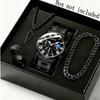 4pcs/set Men Quartz Watch Set Luxury Mens Wristwatch Men's Jewelry Set Necklace Bracelet Ring Business Gift Watch