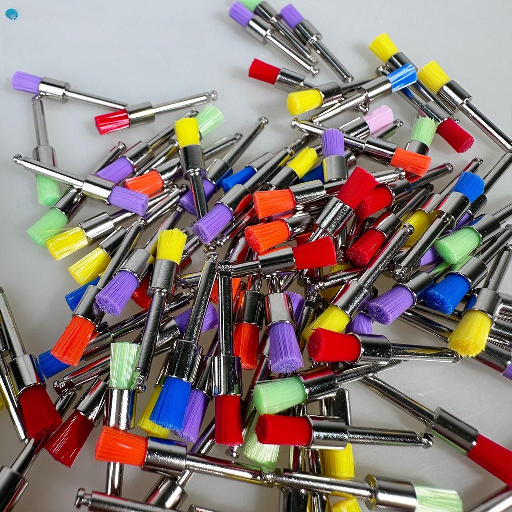 100pcs Dental Prophy Brushes Polishing Polisher Disposable Latch type Mixed color Plat Used for stain removal and polish