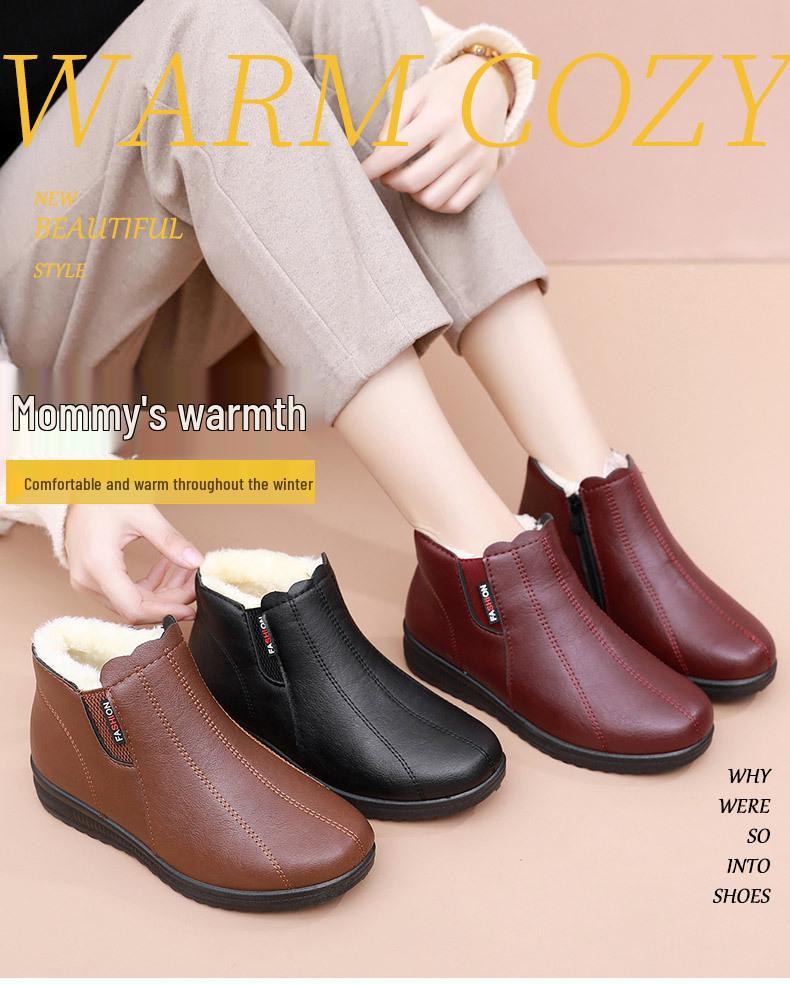 Women's Winter Non-Slip Soft Sole Boots - Warm Velvety Cotton for Middle-Aged and Elderly