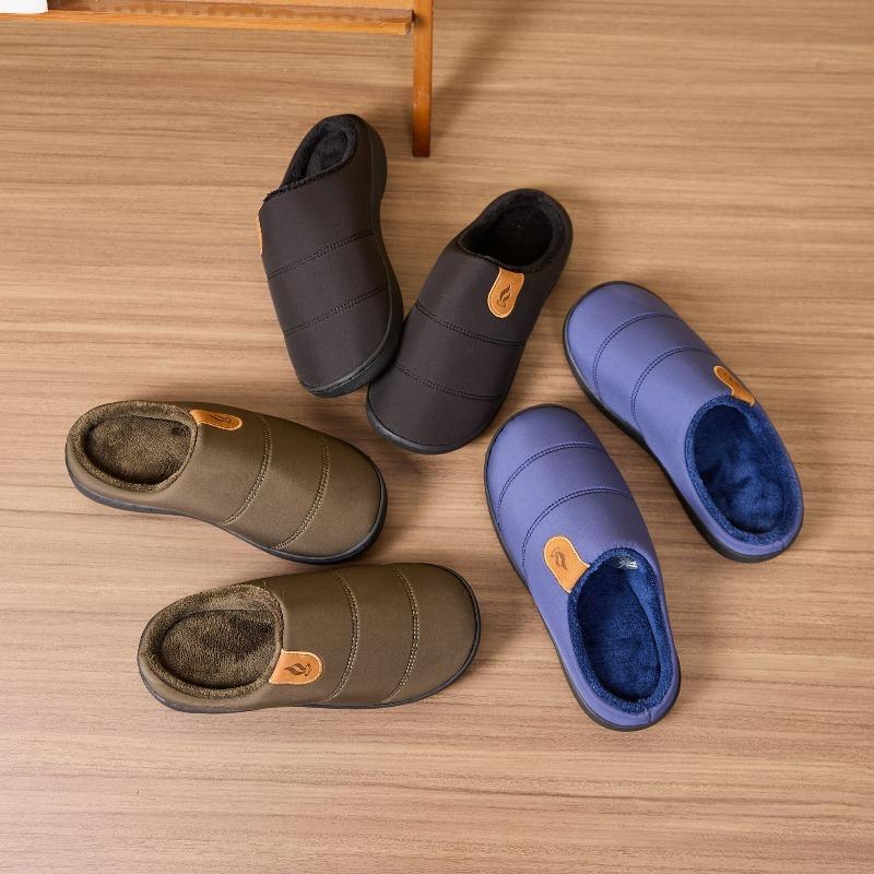 Cross-border spot tarpaulin fluffy slippers indoor home non-slip warm thick bottom velvet autumn and winter cotton slippers
