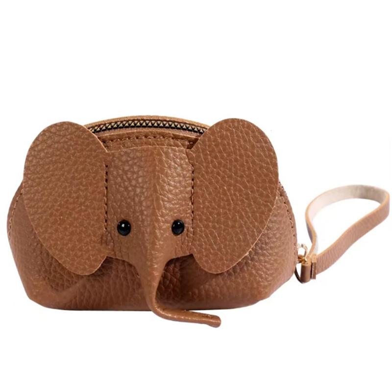 PU Leather Baby Elephant Coin Purse Women's Bag Pendant Creative Card Holder Storage Lipstick Envelope Zipper Money Bag